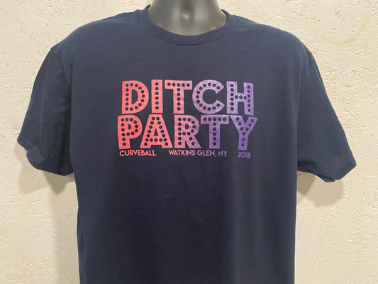 DITCH PARTY Commemorative Curveball tee - Watkins Glen NY 2018 - Pink/Purple on Navy