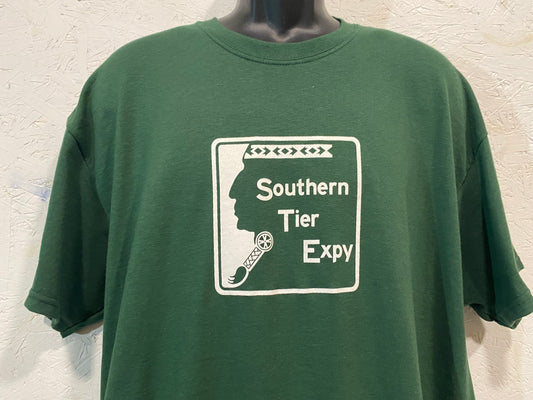 Southern Tier Expressway Sign Tee - White on Dark Green