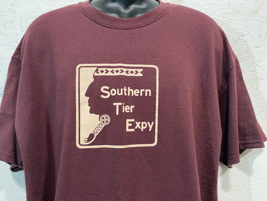 Southern Tier Expressway Sign Tee - Tan on Vintage Brown