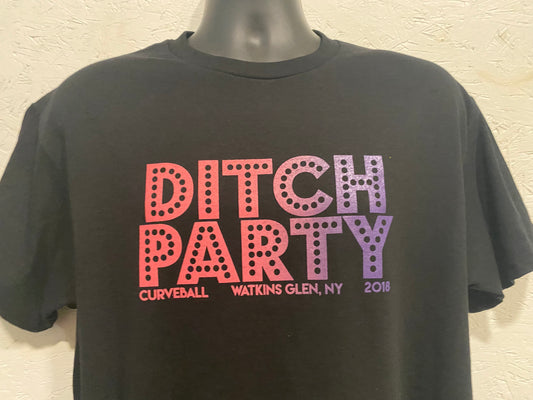 DITCH PARTY Commemorative Curveball tee - Watkins Glen NY 2018 - Pink/Purple on Black