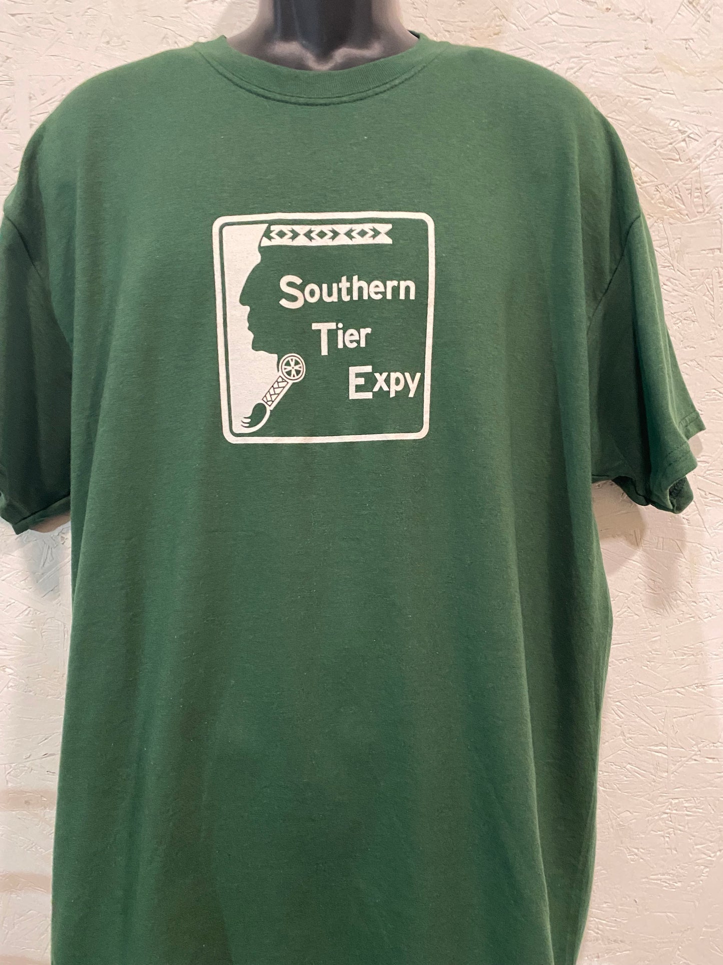 Southern Tier Expressway Sign Tee - White on Dark Green